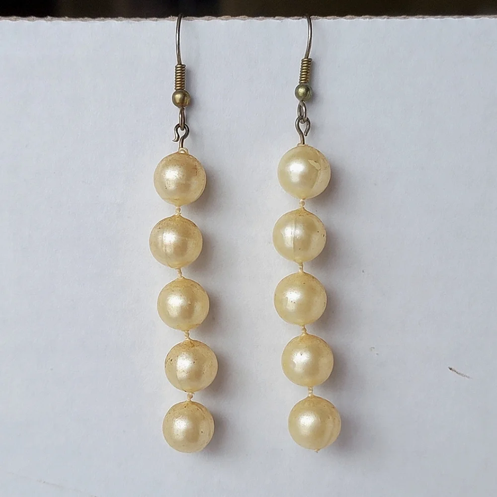 Vintage Faux Pearl Dangling Earrings